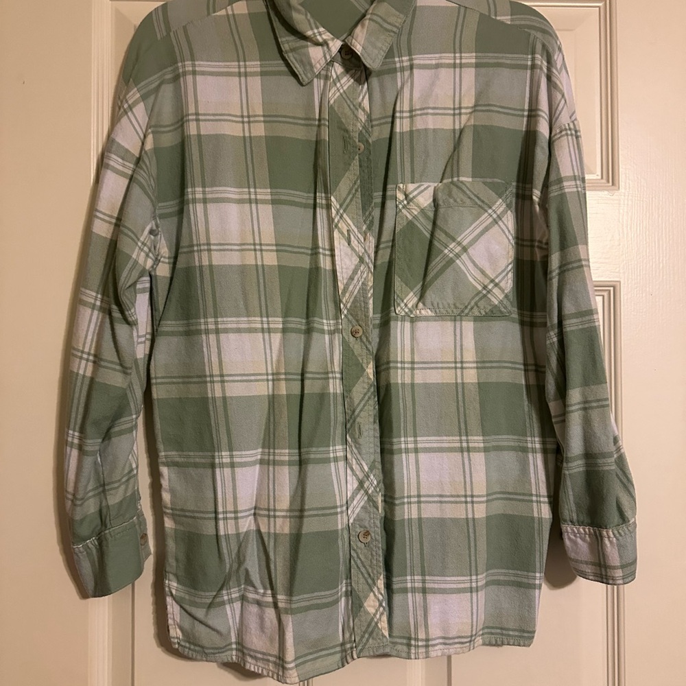 BE COOL Green Plaid Button Down Shirt